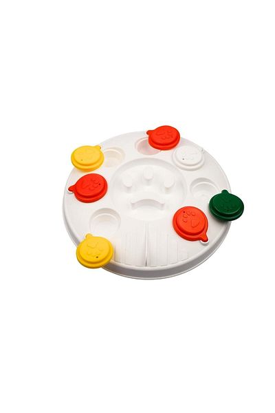 Glipet Cat Dog Puzzle and Slow Food Food Bowl White-mix