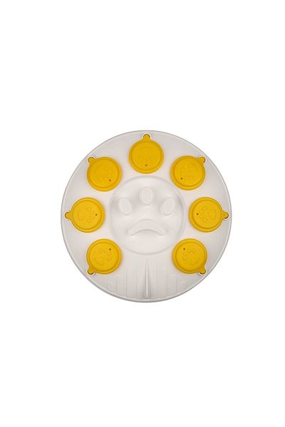 Glipet Cat Dog Puzzle and Slow Food Bowl White-Yellow
