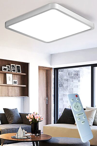 Ledmi Lighting Kare Model Kumandalı 3 Renk Aydınlatalı Tavan Avizesi, Modern Avize, Ofis Avizesi, Salon Avizesi