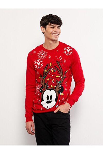 LC Waikiki Crew Neck Long Sleeve Printed Men's Knitwear Sweater