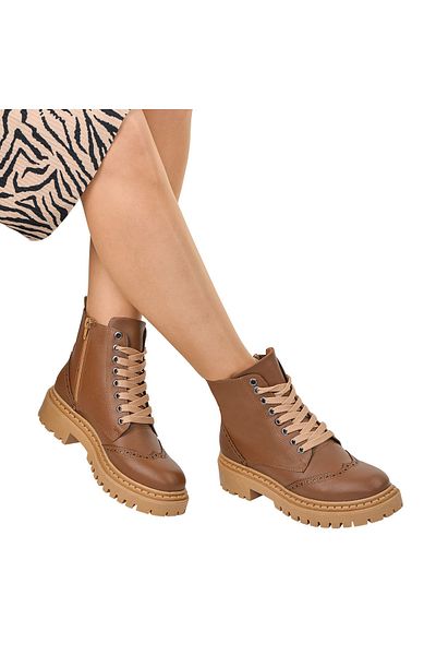 NOOSY Women's Brown Zippered Boots
