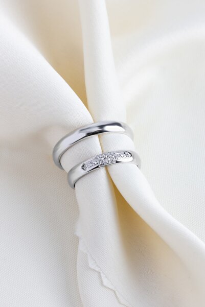 Lieza 3.5 mm 925 Ayar Gümüş Taşlı Alyans