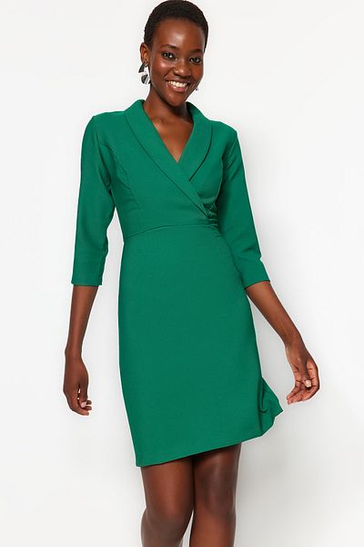 Trendyol Collection Πράσινο Μίνι υφαντό τζάκετ με λαιμόκοψη TWOAW23EL00384