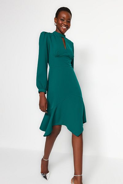 Trendyol Collection Μίνι Υφαντό Φόρεμα Σμαραγδένιο Πράσινο TWOAW23EL00896