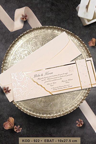 Cem Davetiye Düğün Nişan Nikah Kına Davetiyesi 922 (100 ADET) Baskı Dahil