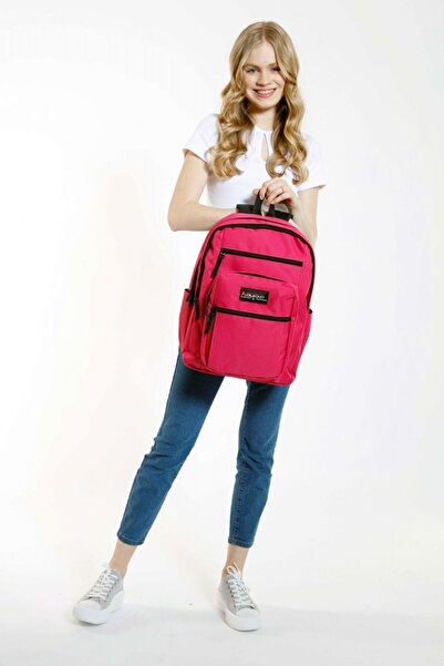 KAUKKO Full Pocket School and Daily Backpack - Fuchsia
