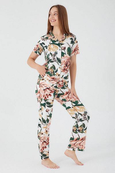 Arnetta Pleated Khaki Women's Shirt Pajamas