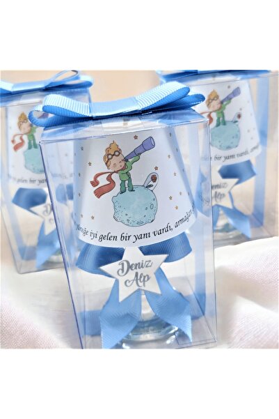 Tiem Concept Kişiye Özel Mavi Küçük Prens Baskılı Bebek Hediyelik Abajur Muml...