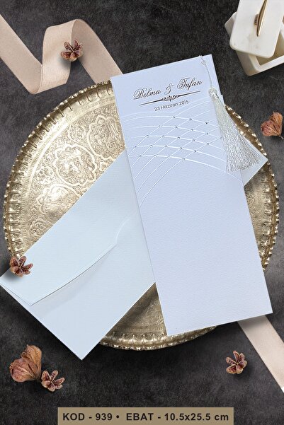 Cem Davetiye Düğün Nişan Nikah Kına Davetiyesi 939 (100 ADET) Baskı Dahil