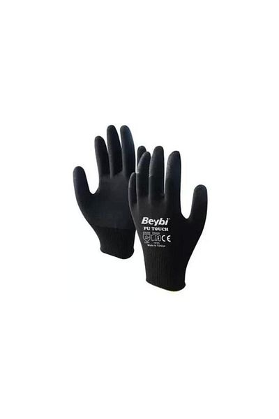 Beybi 8 Size 12 Pack Polyurethane Coated Pu Touch Black Assembly Gloves En388 (3121X) /