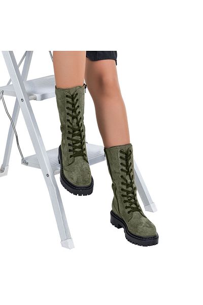 NOOSY Women's Khaki Zippered Boots