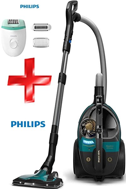 Philips Marathon Ultimate ,koldan Kumandalı Led Başlıklı Toz Torbasız Süpürge + Epilasyon Cihazı