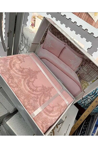 COCOTARZ Çeyizlik Fransız Dantelli Nevresim Takımı 6 Parça Pudra Renk