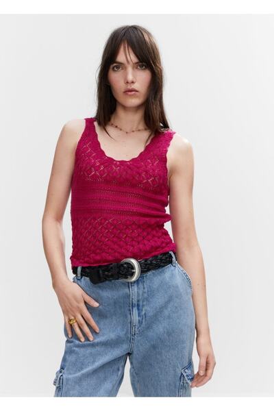MANGO Woman Delik detaylı örgü üst