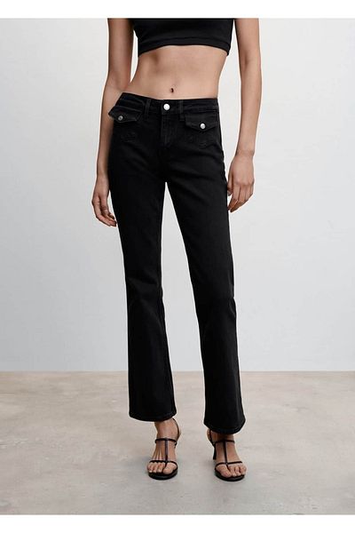 MANGO Woman Flared Leg Pocket Jean Trousers