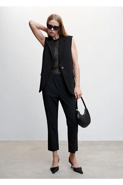 MANGO Woman Loose Trousers with Elastic Waist