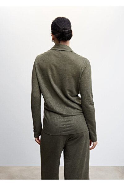 MANGO Woman V Yaka Keten Gömlek