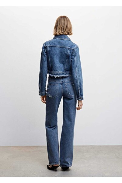 MANGO Woman Yırtık Detaylı Yüksek Belli Düz Kesim Jean