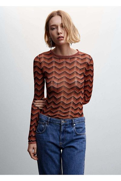 MANGO Woman Openwork Lurex Sweater