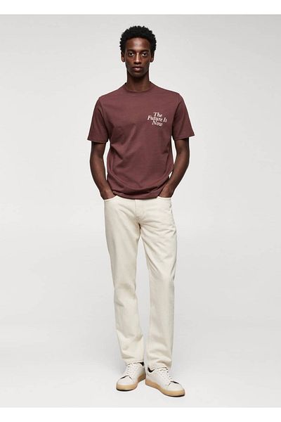 MANGO Man T-Shirt aus 100 % Baumwolle mit Brustaufdruck