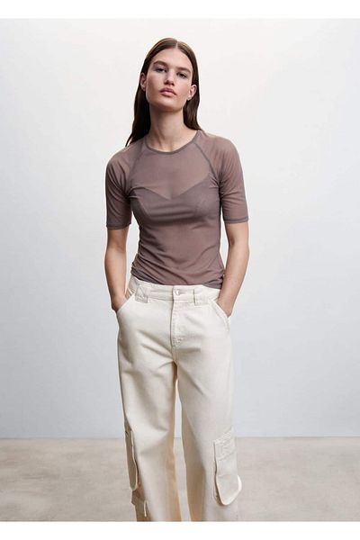 MANGO Woman Halbtransparente Bustierbluse