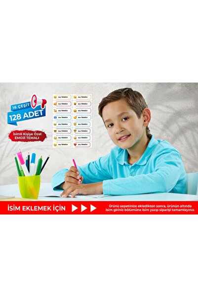 Hafsa Ticaret Okul Etiketi Kalem Etiketi Özel İsimli 256 Adet FLOWERS TEMA