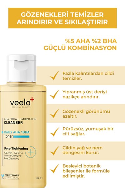 VEELA Pore ​​Firming Sebum Regulating Tonic Daily Aha/Bha Toner