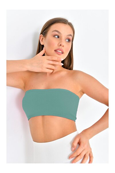 MİSTİRİK Модель Palude Безшовна трикотажна модель Бюст'є на бретелях Безшовна модель Bondeo Сіро-блакитний колір