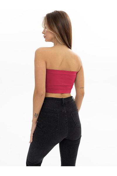 MİSTİRİK Bluza Fara Bretele Model Palude Bluza Tricotata Semaless Mdeol Bondeo Claret Culoare Rosie