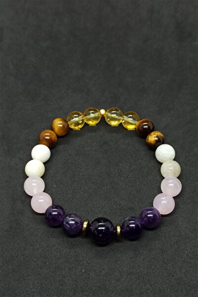 NehirTaş أميتسيت سيترين وردي - عين وسوار من حجر القمر الكوارتز