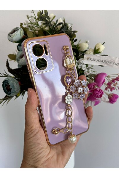 Aksesuarda Moda Redmi Note 11 E Uyumlu Çiçekli Taşlı İncili El Geçmeli Lazer ...