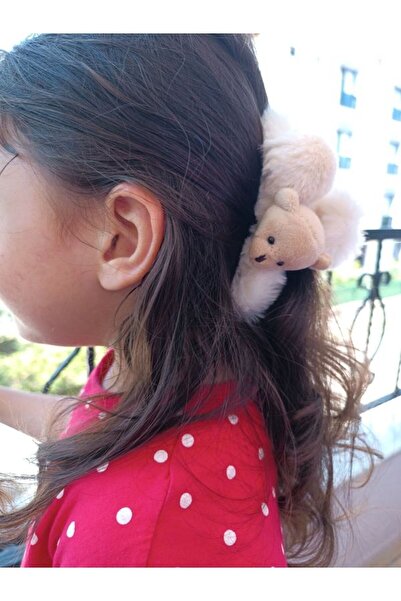 EyER Shoping Cataramă de pluș cu pompon și păr de ursuleț