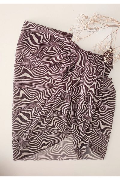 Miccolatte Women's Waist Tie Patterned Transparent Pareo