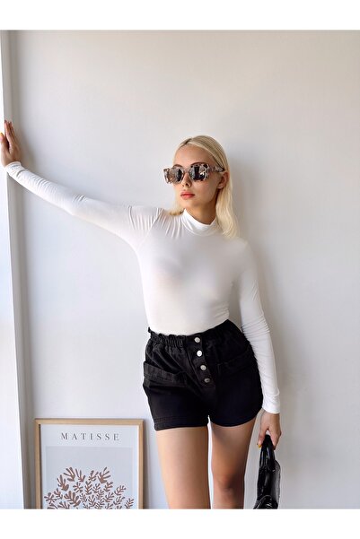 schlank Γυναικεία μπλούζα με μακρυμάνικο γιακά από βισκόζη