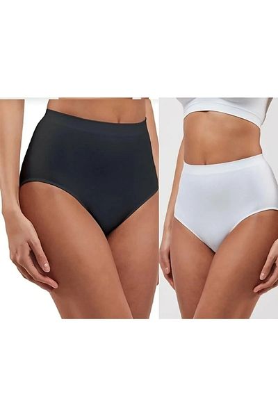 SR&AR MAĞAZACILIK Women's Product Seamless No Trace Ghost Panties Quality Laser Cut 2-Piece Set Black and White DMR INSIGNIA