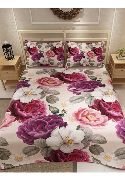 MonoHome Pique Set Cotton Double Jacquard Woven Bedspread Flower Dream