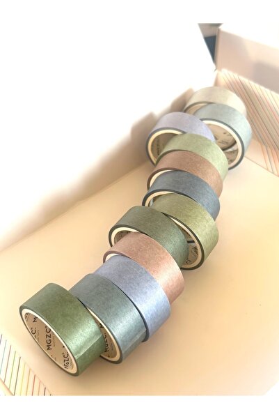 Padme studio 12’li Washi Bant/Dekoratif Kağıt Bant | Soft Renkler(15mmX3m)