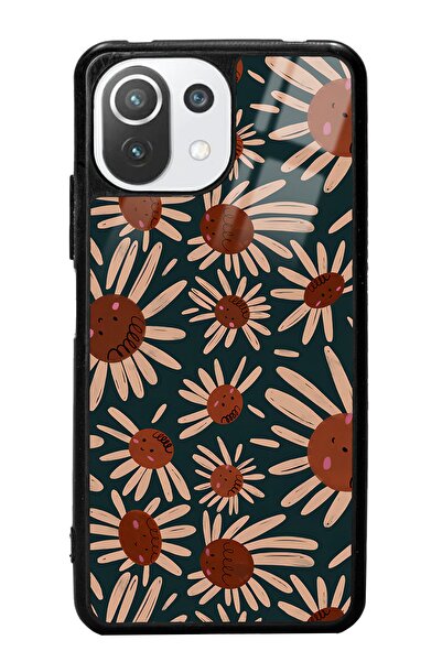 Spoyi Xiaomi Mi 11 Lite Retro Daisy Tasarımlı Glossy Telefon Kılıfı