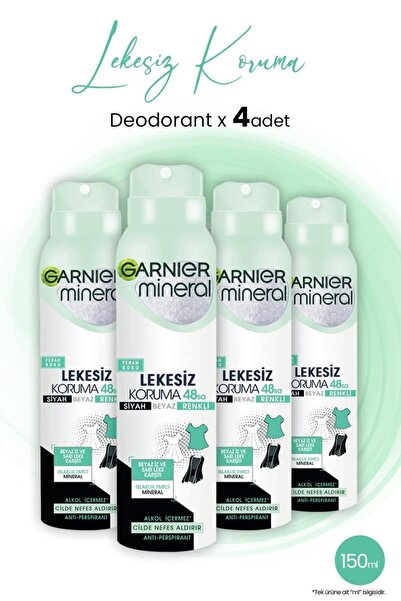 Garnier Mineral Lekesiz Koruma Ferah Sprey Deodorant 150 ML x 4 Adet