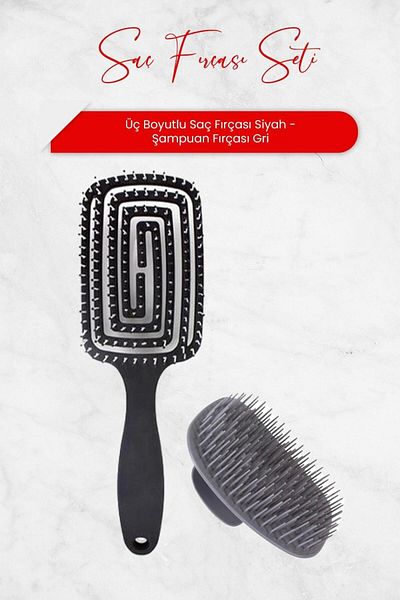 nascita Three-dimensional Hair Brush Black and Shampoo Brush Gray