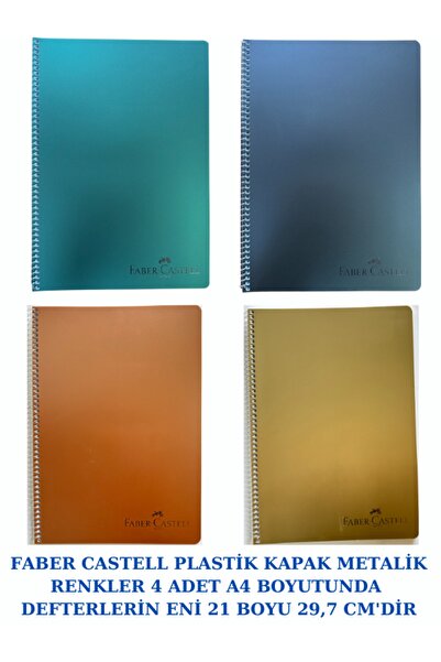 Faber Castell PLASTİK KAPAKLI SPİRALLİ DEFTER METALİK RENKLER A4 80 YP. ÇİZGİ...