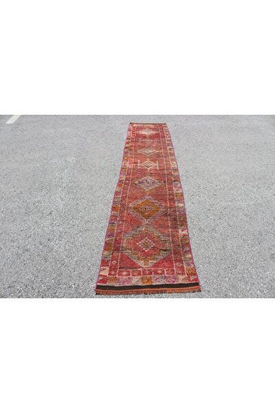 Kayra Export Merdiven Halı, Nostaljik Halı, 68x329 cm Yolluk Halı, Kırmızı Or...