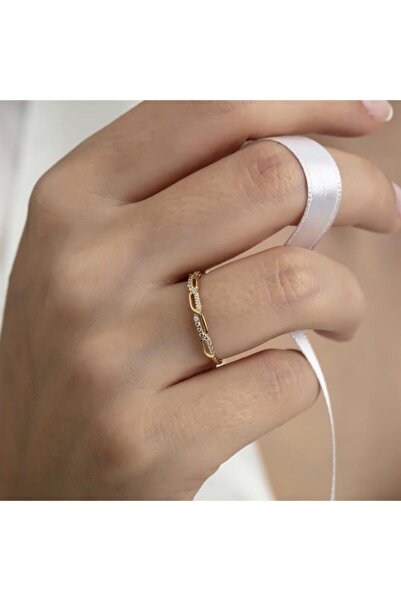 HEMS JEWELLERY 14 Ayar Altın Taşlı Sonsuzluk Kombinlenebilir Minimal Yüzük