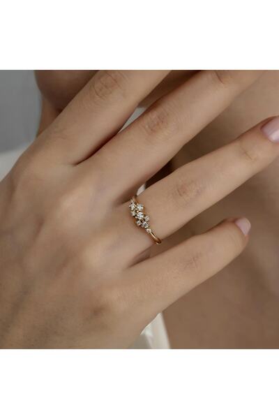 HEMS JEWELLERY 14 Ayar Altın Minimal Kombinlenebilir Küme Yüzük
