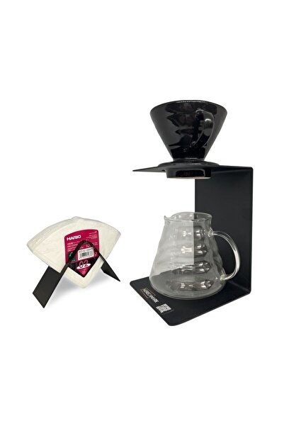 Horecamark V60 Pro Coffeer Set Seramik V60 Cam Servis 100 lü Hario Filtre Dri...