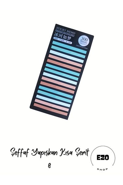 EZOSHOP Transparent Colored Sticky Notes - Adhesive Paper, Short Stripes Label, 8 Designs