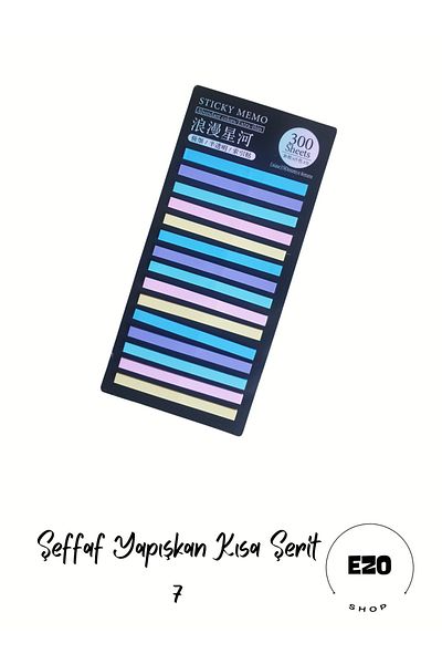 EZOSHOP Post-it Sticky Notes Transparent Color Adhesive Post-it Note Paper Label Short Strip 7