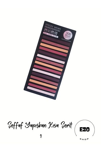 EZOSHOP Transparent Colored Base Note Paper - Short Striped Label 1