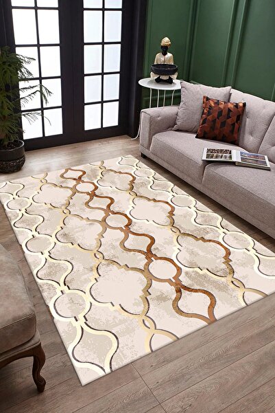 DEKOMOD Dekoratif Dijital Baskılı Kaymaz Taban Yıkanabilir Tüylenmez Kadife K...