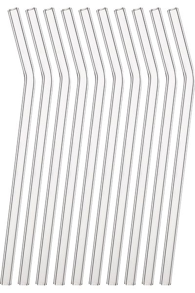 CAMBURADA CAMGEN Glass Straw 8*200 Mm Curved Transparent (10 Pieces)